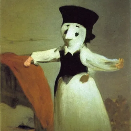 Image similar to by francisco goya, moomin, oil painting