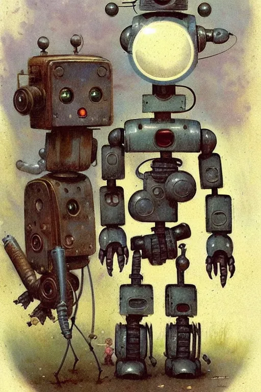 Prompt: antique childrens book ( ( ( ( ( 1 9 5 0 s robot, robert kinoshita, android. muted colors. ) ) ) ) ) by jean - baptiste monge, tom lovell!!!!!!!!!!!!!!!!!!!!!!!!!!!!!!