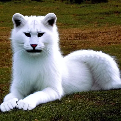 Image similar to big white panter, white paws and very long fur