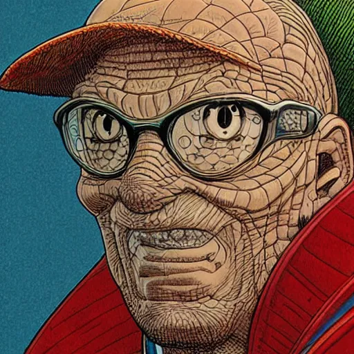 Prompt: close up portrait, intricate, highly detailed, masterful, in the style of moebius, akira toriyama, jean giraud