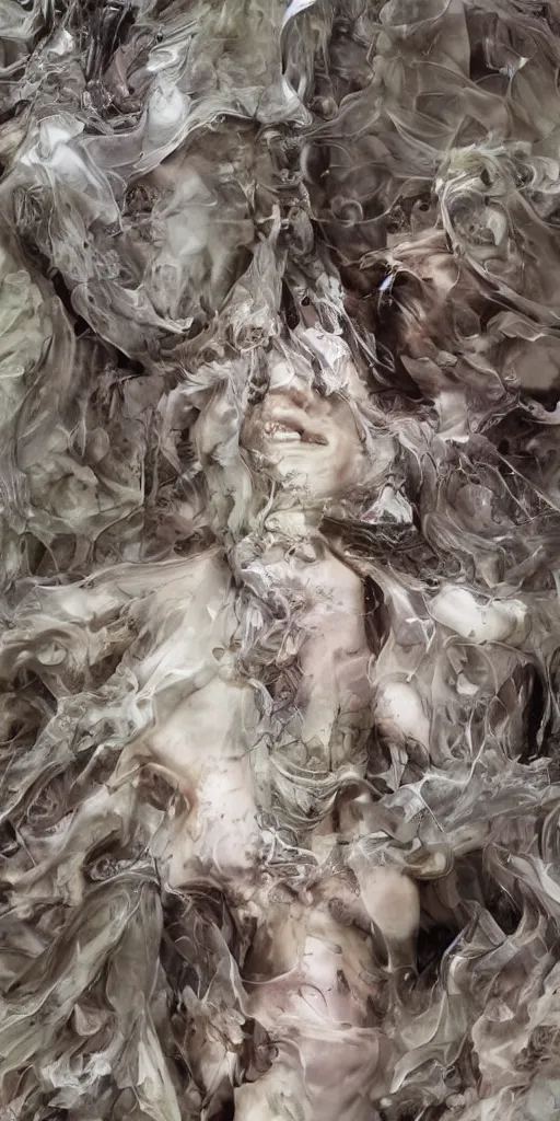 Prompt: closeup of beautiful human bodies intertwined, bodies blooming, 3 d fractals, mandelbulb, dripping wet, skin, macro photography, anamorphic bokeh, long exposure, highly detailed, hyperrealism, cinematic