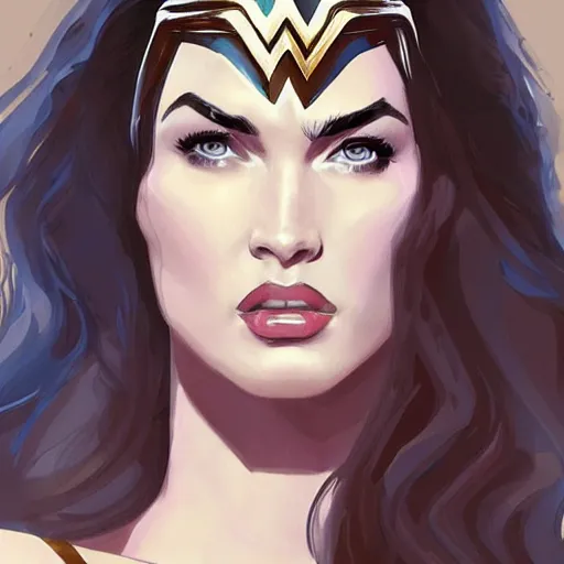 Prompt: Megan Fox as Wonder Woman, digital art, artstation