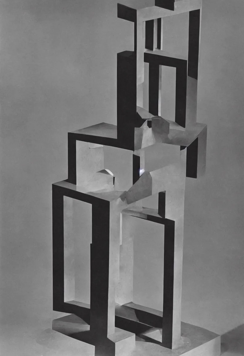 Image similar to A prismatic machine by Marcel Duchamp, simple readymade object on a pedestal, courtesy of Centre Pompidou, archive photography by Edward Weston