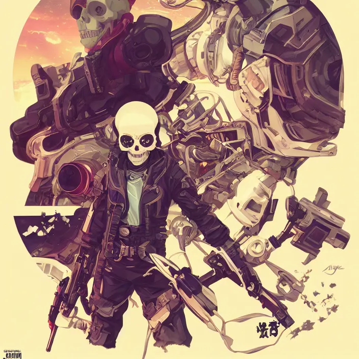 Prompt: anime skull portrait space pirate captain, futuristic science fiction, mucha, hard shadows and strong rim light, art by jc leyendecker and atey ghailan and sachin teng