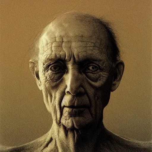 Image similar to portrait photo by Zdzislaw Beksinski