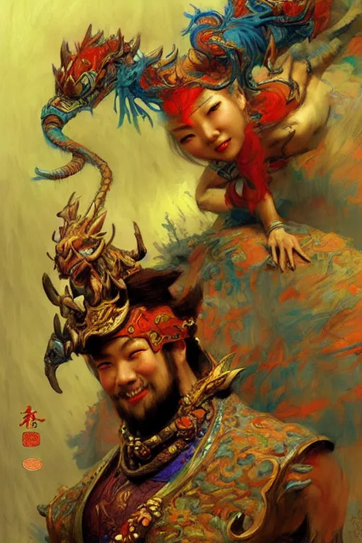 Image similar to fantasy, monster, character design, ming dynasty, colorful, painting by gaston bussiere, craig mullins, j. c. leyendecker