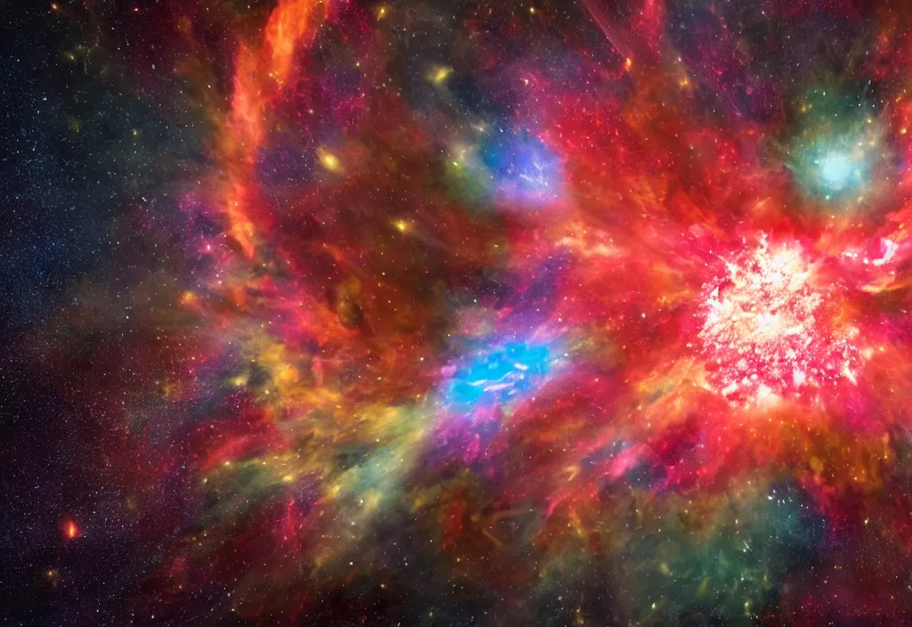 Prompt: a nebula explosion inside of a jar placed on top of a table,8k, photorealistic, advertisement photography,