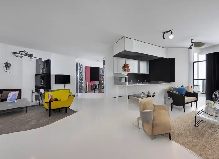 Prompt: 8 k photograph of stunning 2 0 2 2 wynwood studio apartment, award winning unique modern design, gorgeous, designed by hashimoto yukio