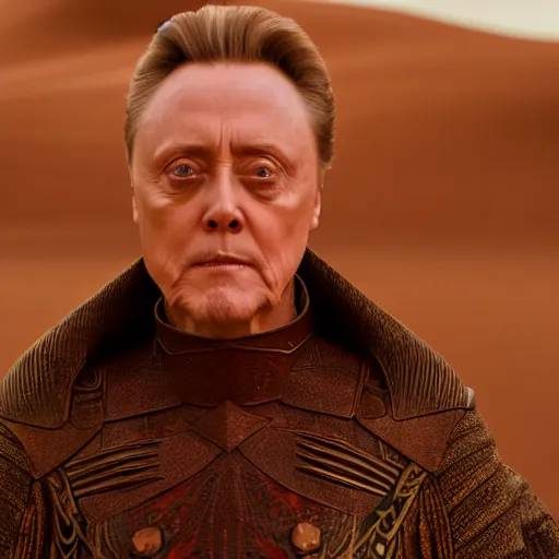 Prompt: christopher walken as emperor shaddam iv in dune | xf iq 4 and f / 1. 4 and iso 2 0 0 and 8 k and raw and unedited and symmetrical balance and in frame