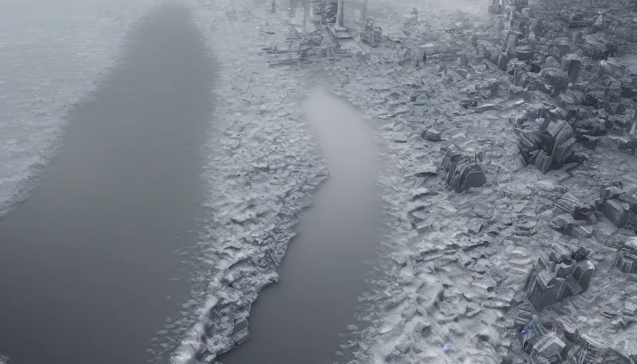 Prompt: new york city buried under the sand, heavy wave, hyperdetailed, artstation, cgsociety, 8 k