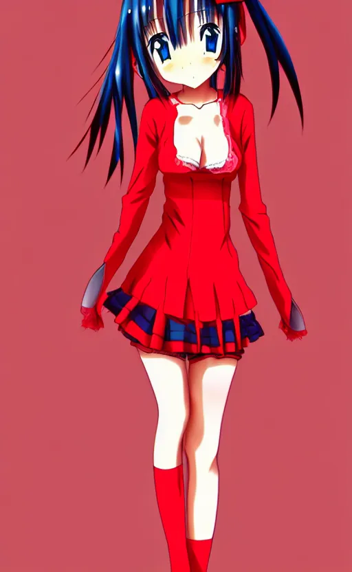 Prompt: anime girl in red outfit, illustration