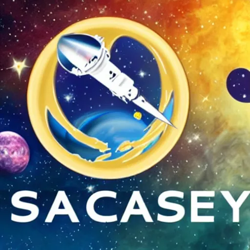 Image similar to a fantasy space program logo