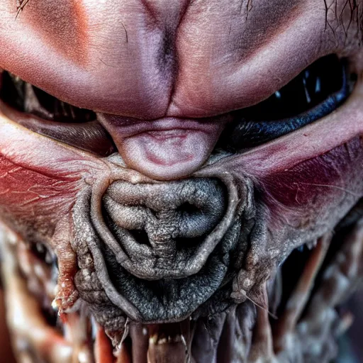 Image similar to Close-up of an angry human ant hybrid, creepy, unsettling, disturbing, hd