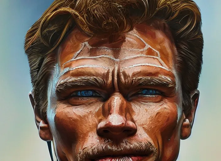 Prompt: a highly detailed arnorld schwarzenegger portrait, james gurney, james jean