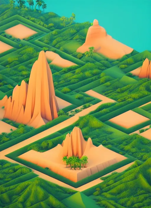 Prompt: a low poly isometric render of madagascar with baobab trees in the style of monument valley, intricate, elegant, smooth shading, soft lighting, illustration, simple, solid shapes, by magali villeneuve, jeremy lipkin and michael garmash, rob rey and kentaro miura style, octane render, zaha hadid, midsommar