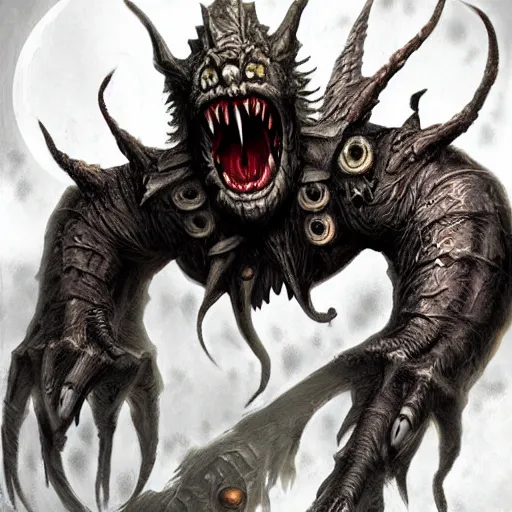 Image similar to a never - before - seen monster from dungeons and dragons, a monster from the another dimension, digital art by erol otus
