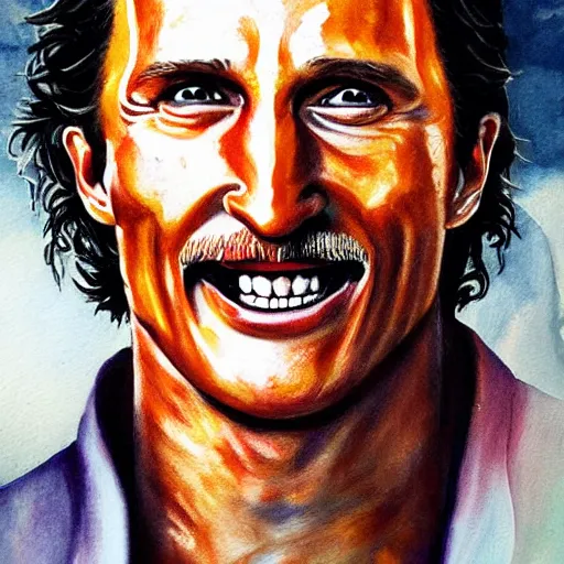 Prompt: detailed painting of Matthew McConaughey as a japanese oni kidomaru