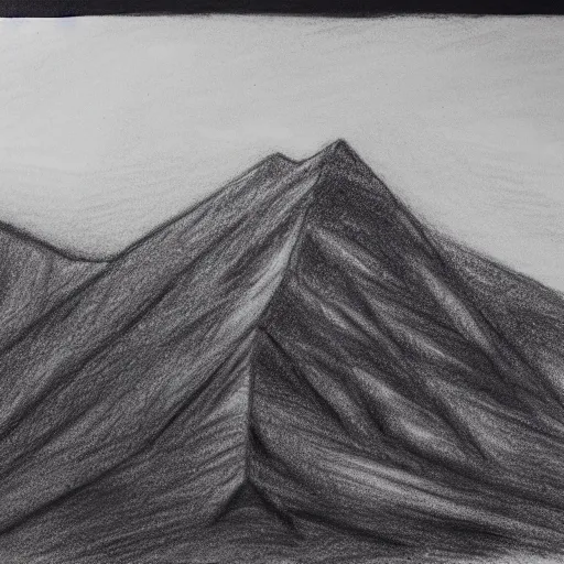 Image similar to charcoal pencil sketch of mountains, lower third, high contrast, black and white