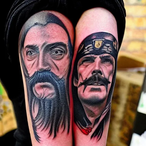 Image similar to tattoo of lemmy and keith richards