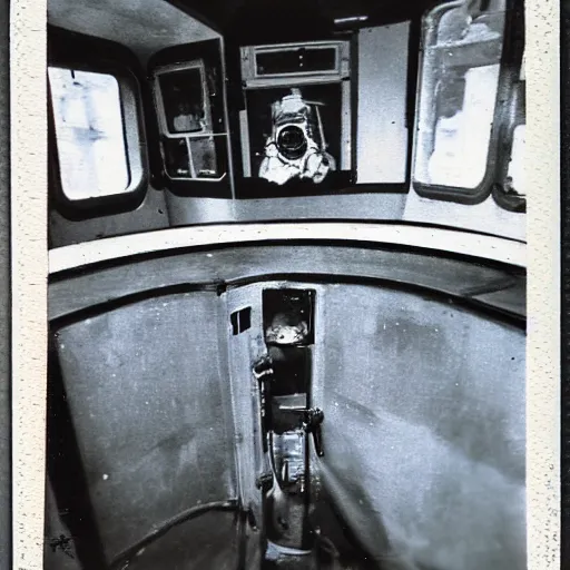 Prompt: an old tram in space, Polaroid,