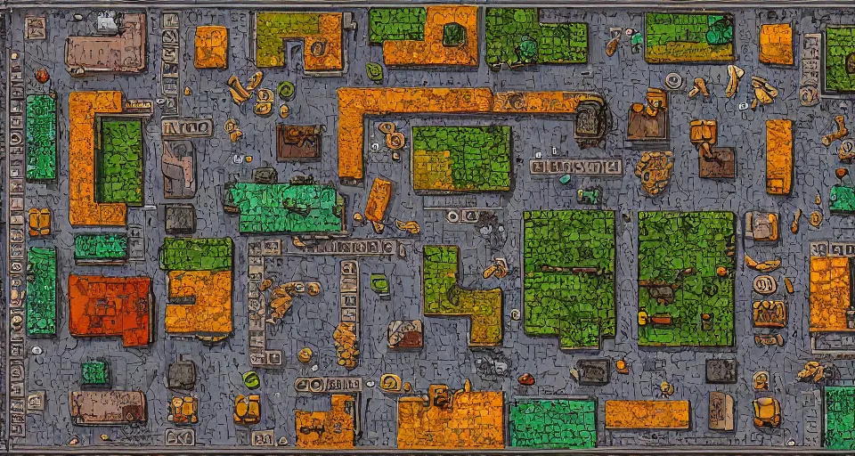 Prompt: Dungeons and Dragons top down game map tile maschinen krieger, ilm, beeple, starship troopers, elysium, iron smelting pits, high tech industrial, saturated colours