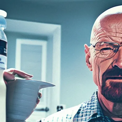 Image similar to walter white drinking milk