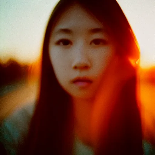 Prompt: beautiful hyperdetailed photograph of a cute young woman, golden hour, soft focus, medium shot, 8 k, portra 4 0 0
