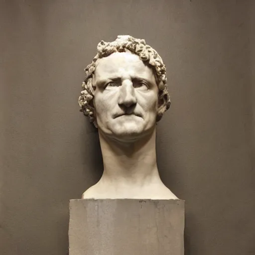 Image similar to julius cesar's bust wrapped in skin