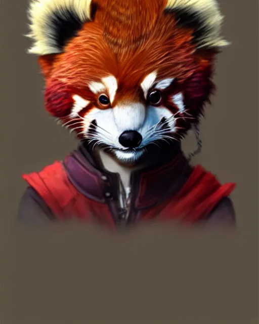 Image similar to character concept art of a cute young male anthropomorphic furry red panda | | cute - fine - face, pretty face, key visual, realistic shaded perfect face, fine details by stanley artgerm lau, wlop, rossdraws, james jean, andrei riabovitchev, marc simonetti, and sakimichan, trending on artstation