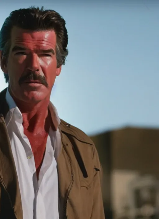 Image similar to film still of Pierce Brosnan as Martin Riggs in Lethal Weapon, 4k