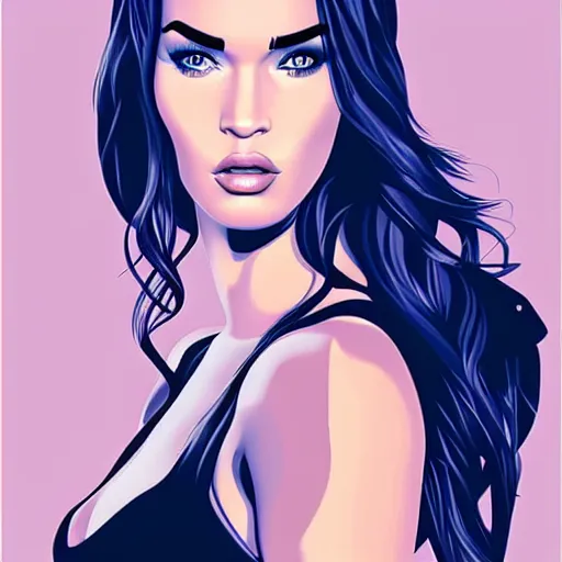 Image similar to megan fox portrait by arunas kacinskas, digital illustration, vector illustration