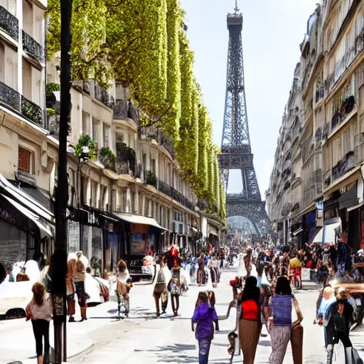 Prompt: a busy street on paris in 2 0 2 0