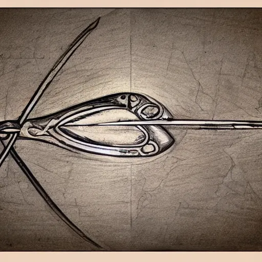 Image similar to detailed engineer sketch of a dagger, leonardo da vinci style