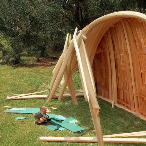 Image similar to Yoda using the force to put together a sukkah, sukkot, shelter