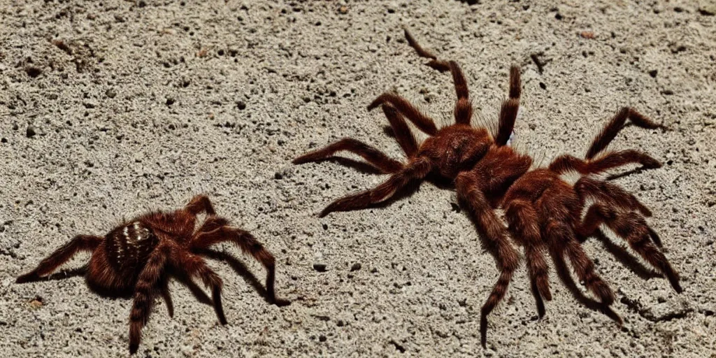 Image similar to A big tarantula on the flat belly of a teenage redhead sleeping during a heatwave