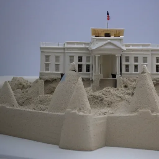 Image similar to the White House as a sand castle