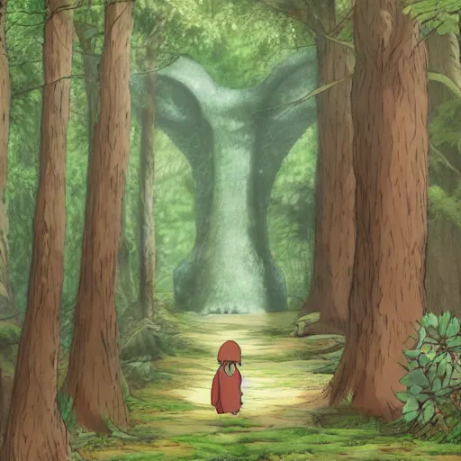 Prompt: big creature in the forest in the ghibli artstyle, art 8k detailed, smooth, highly detailed, ghibli