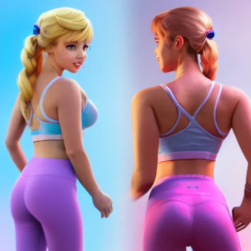 live action princess peach in tight sports bra and