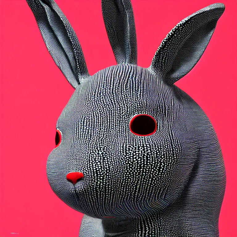 Image similar to hyperrealistic detailed image of a rabbit inside a hat in an art installation room, hd smooth interior by yayoi kusama, part by kei mieno, part by ross tran, dark art by james jean, ultra realistic, highly detailed, life like face, detailed body, 8 k, 3 d render by roger magrini, very cohesive, masterpiece