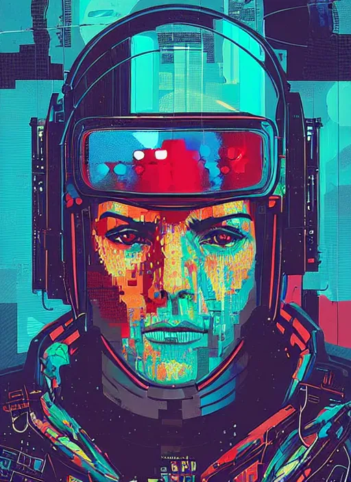 Prompt: cyberpunk soviet pilot by josan gonzalez splash art graphic design color splash high contrasting art, fantasy, highly detailed, art by greg rutkowski