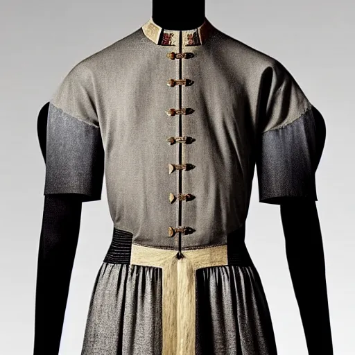 Image similar to a medieval shirt from 1300, designed by Hugo Boss and Karl Lagerfeld