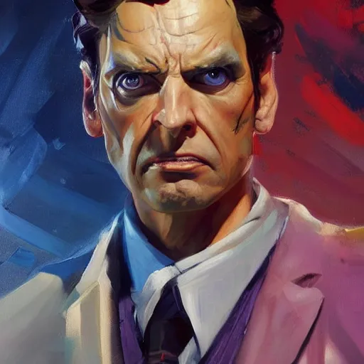 Image similar to greg manchess portrait painting of doctor who as overwatch character, medium shot, asymmetrical, profile picture, organic painting, sunny day, matte painting, bold shapes, hard edges, street art, trending on artstation, by huang guangjian and gil elvgren and sachin teng