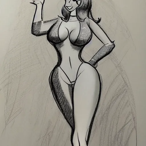 Image similar to milt kahl sketch of victoria justice with kim kardashian body as princess daisy from super mario bros