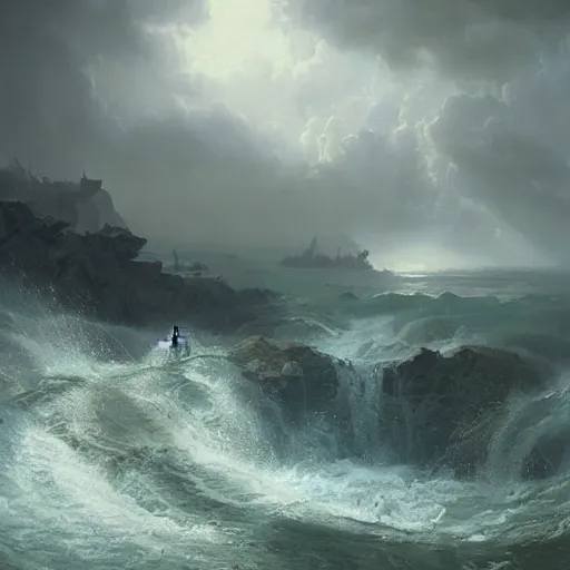 Image similar to an eerie whirlpool, matte painting, fantasy art, by greg rutkowski, by andreas achenbach,