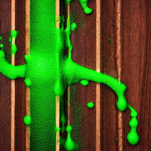 Prompt: wood cane with green slime on it, octane render