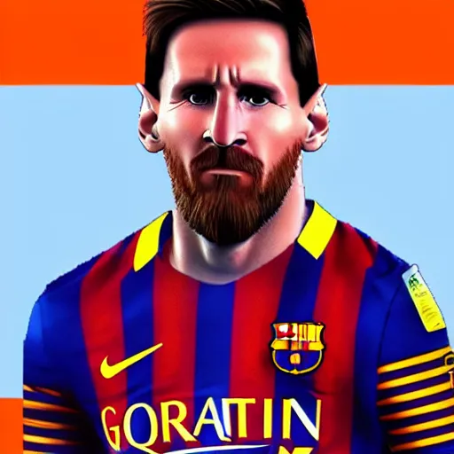 Image similar to messi - gordon freeman hybrid, wearing orange half life armor