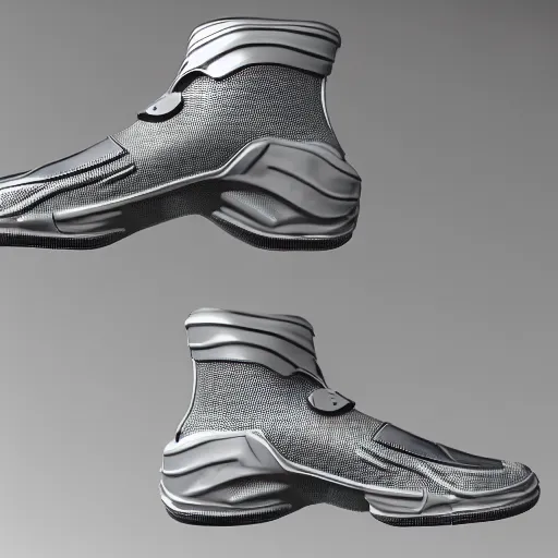 Image similar to futuristic balenciaga and vetements sneakers in giger style on gradient background, ultra rendered extreme realism and detail, 8 k, highly detailed, realistic, completely framed, pbr, hyper realistic, photorealistic, sharp focus,