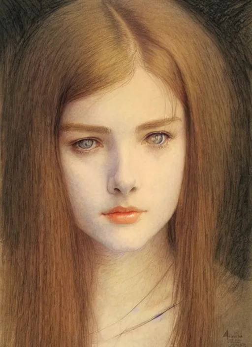 Prompt: a portrait of a pretty young lady by alan lee