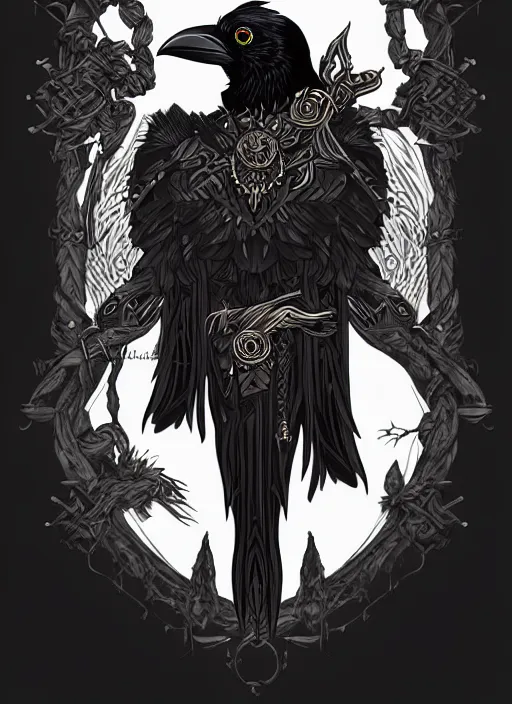 Image similar to raven warlock, wind magic, exquisite details, black beard, white background, by studio muti