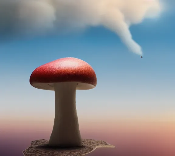 Image similar to a giant mushroom that has a city built on it and stretches above the clouds. highly detailed 8 k. intricate. lifelike. soft light. nikon d 8 5 0. cinematic post - processing